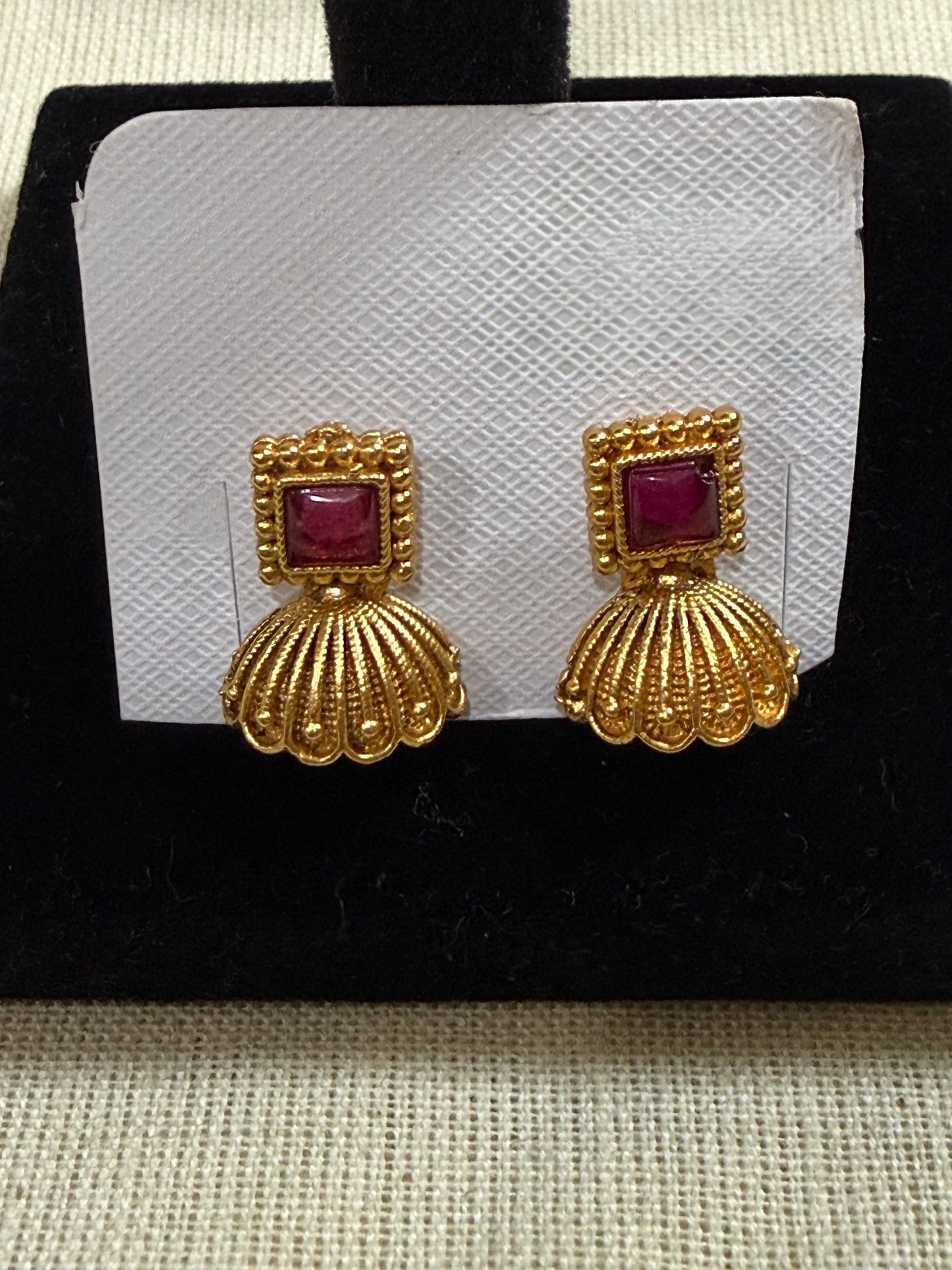 Ruby Crest Temple Stud Earrings