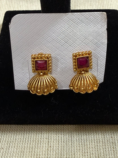 Ruby Crest Temple Stud Earrings