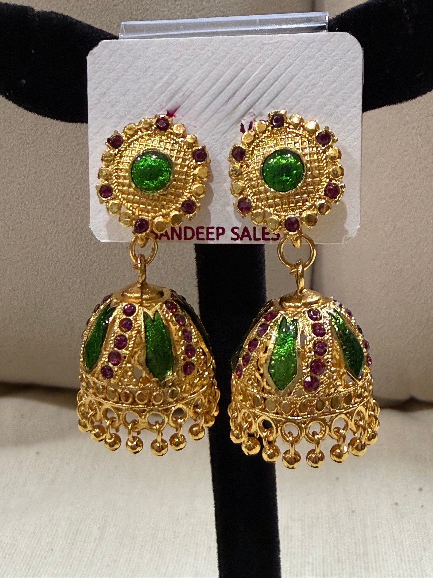 Emerald Royale Temple Jhumka Earrings