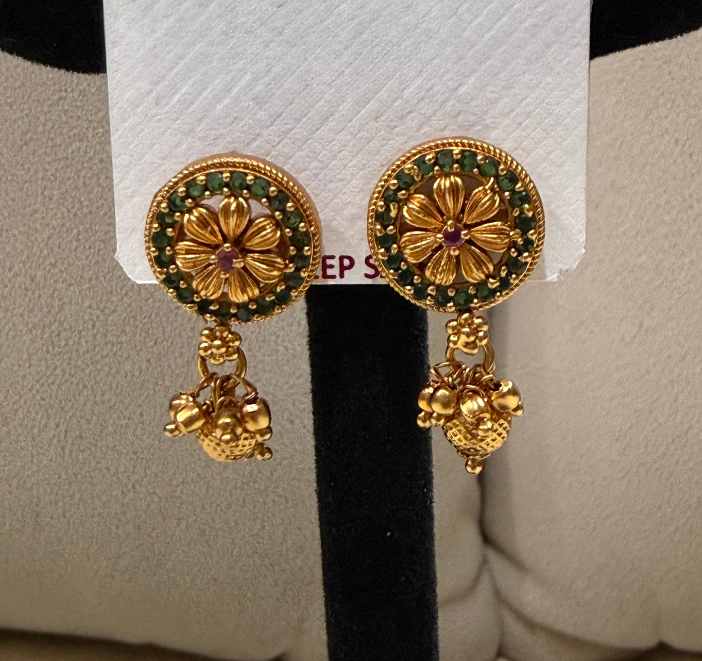 Emerald Bloom Temple Stud Earrings