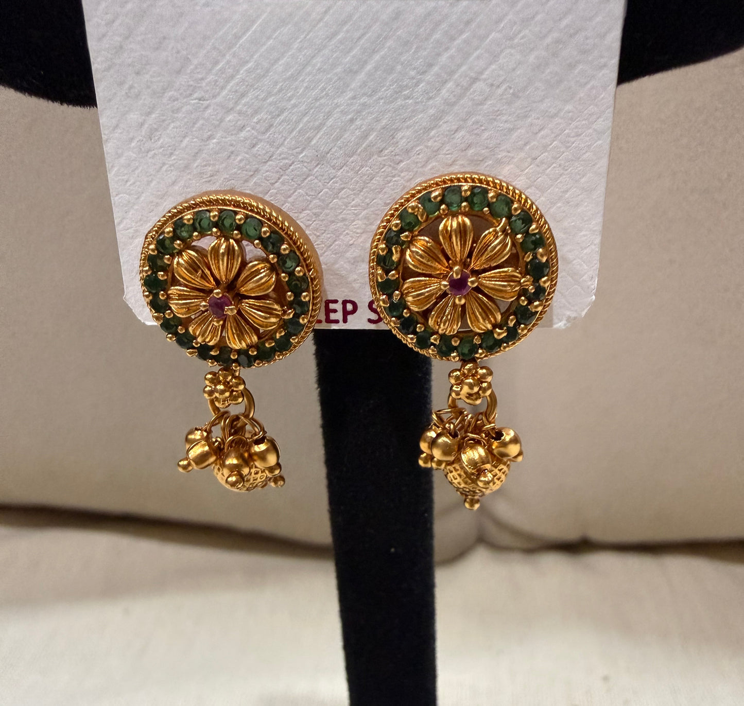 Emerald Bloom Temple Stud Earrings