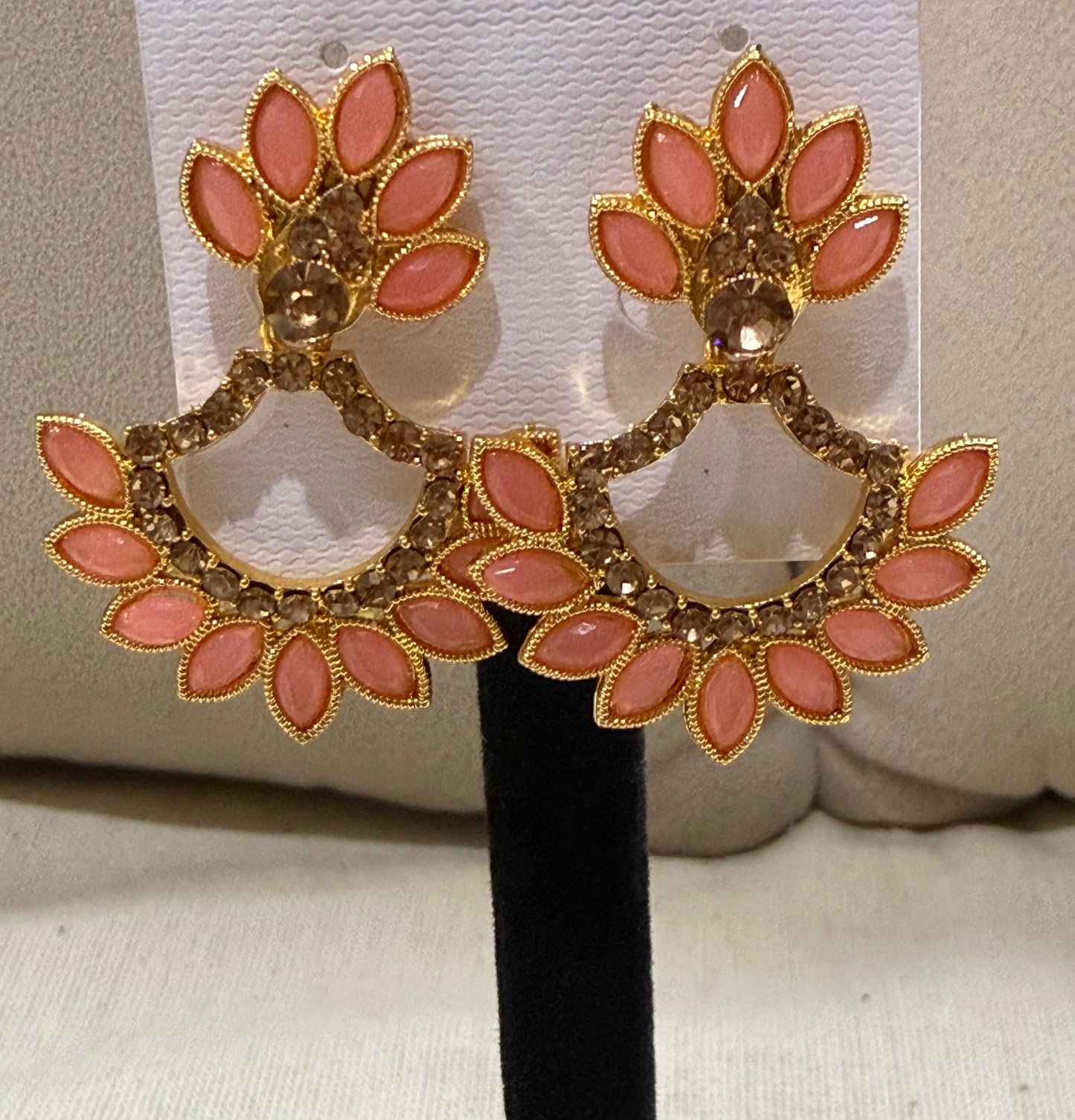 Blush Radiance Floral Statement Earrings