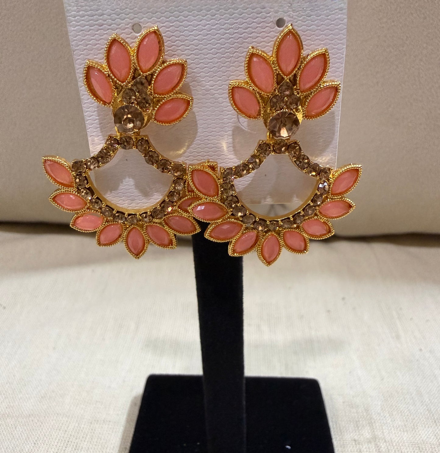 Blush Radiance Floral Statement Earrings
