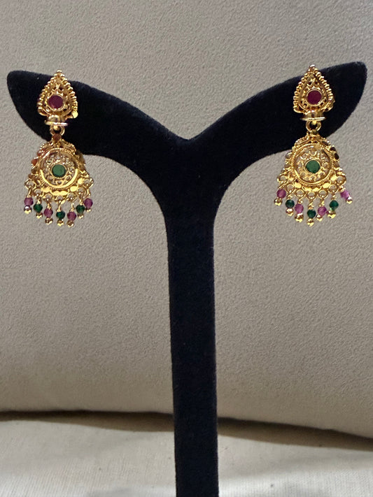 Navratna Glow Antique Drop Earrings