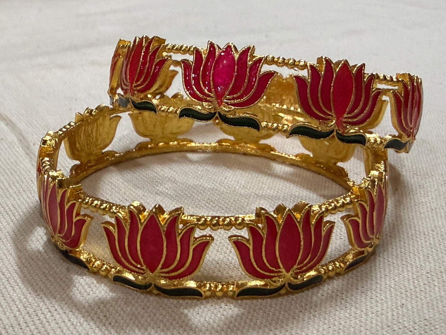 Lotus Bloom Gold-Tone Bangle