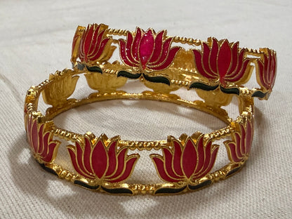 Lotus Bloom Gold-Tone Bangle