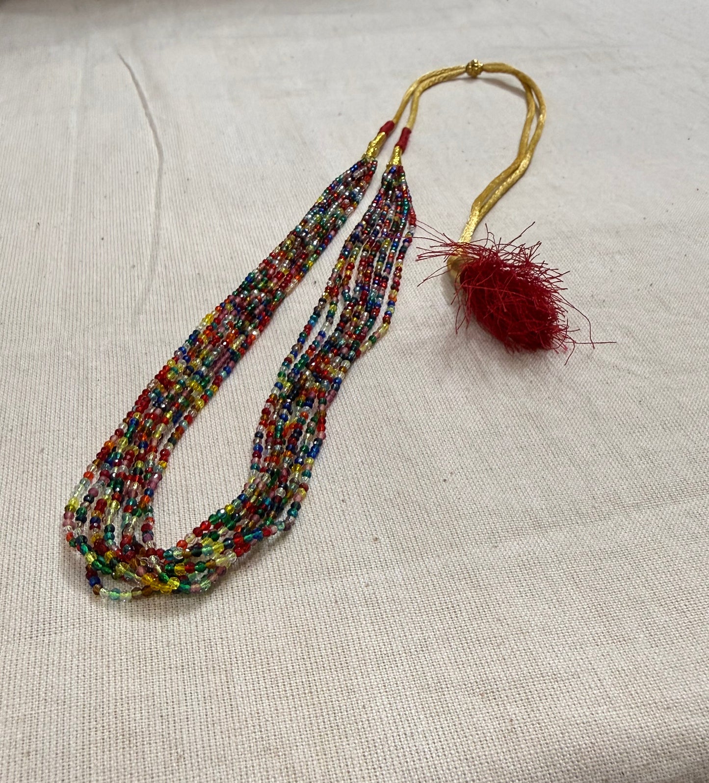 Multicolour Layered Beaded Necklace with Thread Tassel