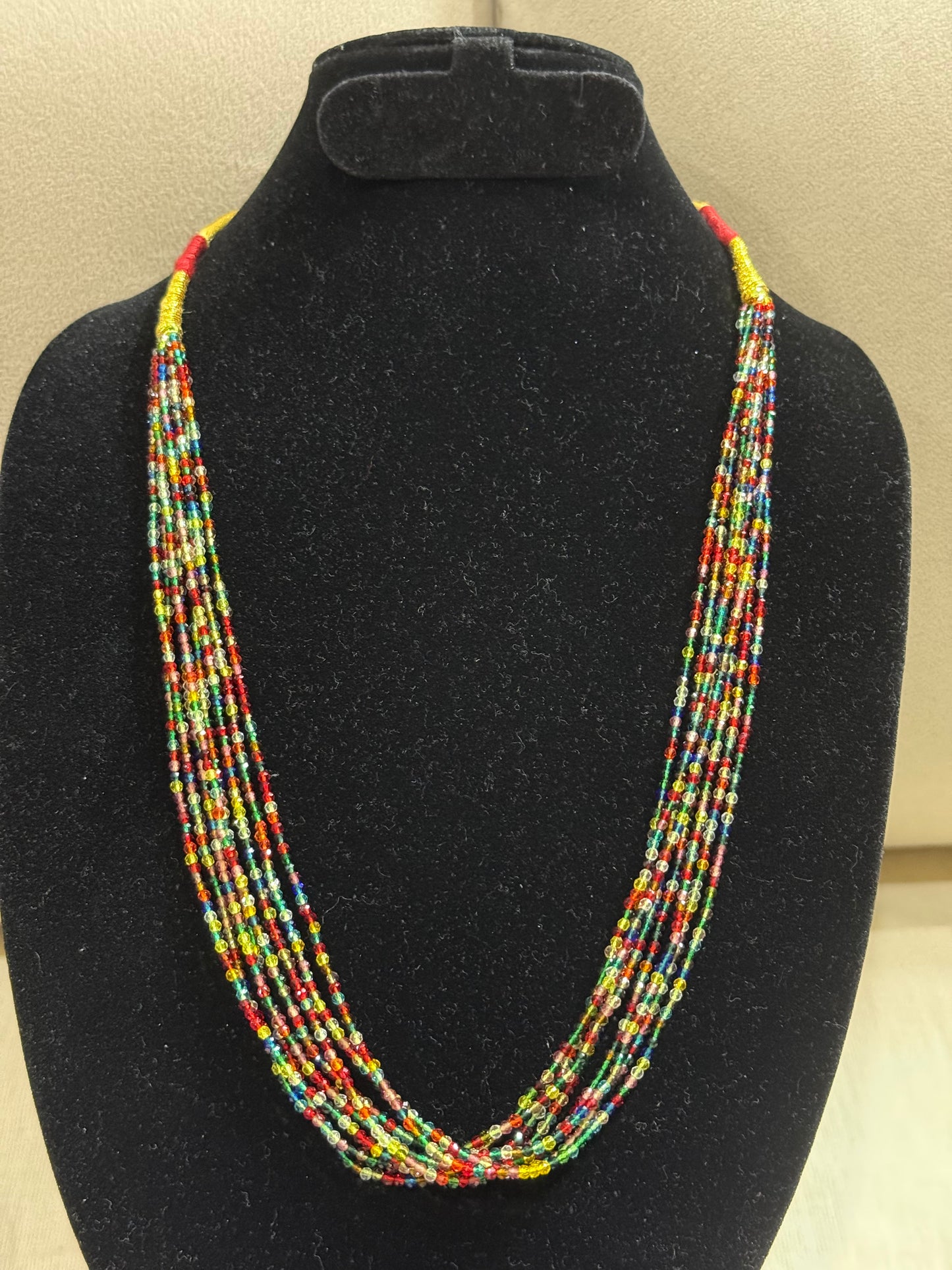 Multicolour Layered Beaded Necklace with Thread Tassel