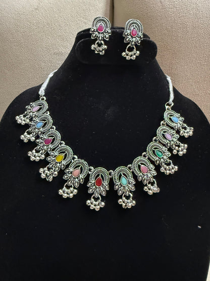Multicolour Statement Festive Necklace Set