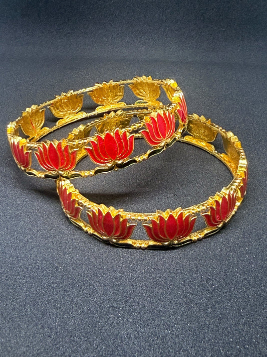 Lotus Bloom Gold-Tone Bangle