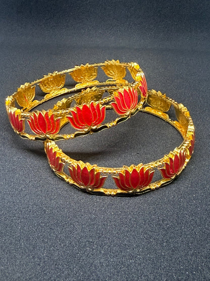 Lotus Bloom Gold-Tone Bangle