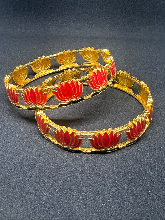 Lotus Bloom Gold-Tone Bangle