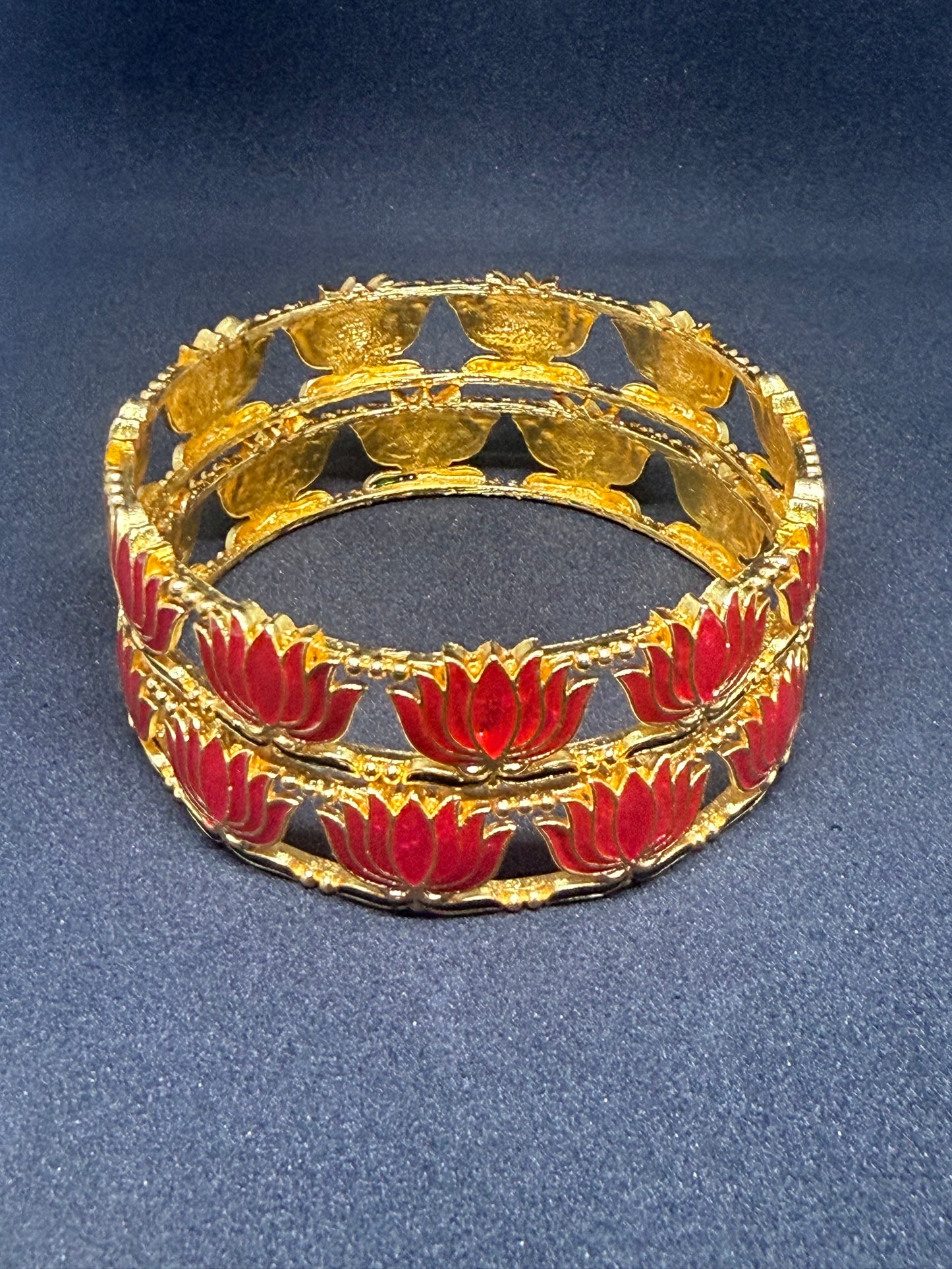 Lotus Bloom Gold-Tone Bangle