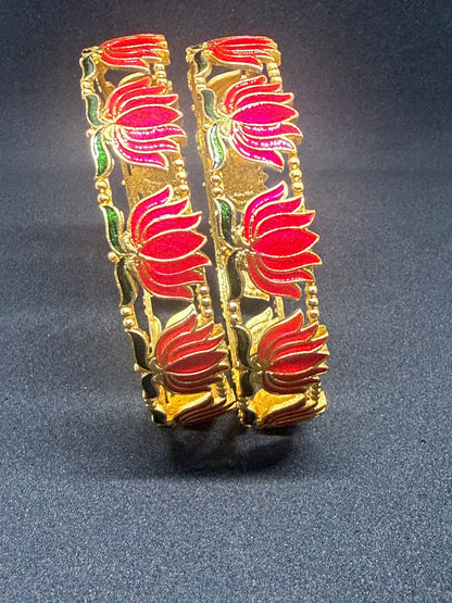Lotus Bloom Gold-Tone Bangle