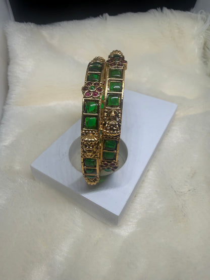 Emerald Heritage Kada Bangles (Pair)