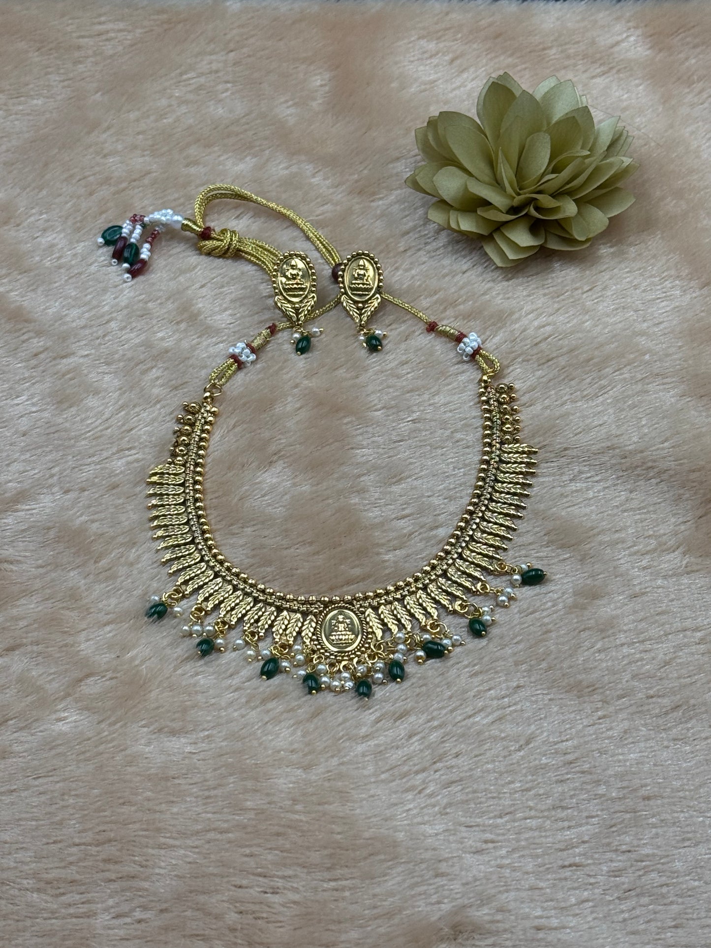 Lakshmi Pendant Necklace Set with Earrings