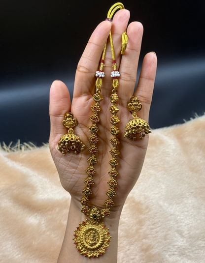 Coin Pendant Necklace with Jhumka Earrings