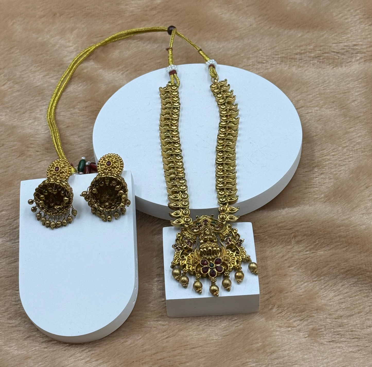 Necklace Set with Lion-Yali Pendant & Jhumkas