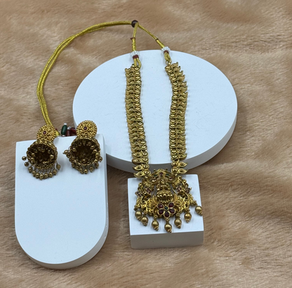 Necklace Set with Lion-Yali Pendant & Jhumkas