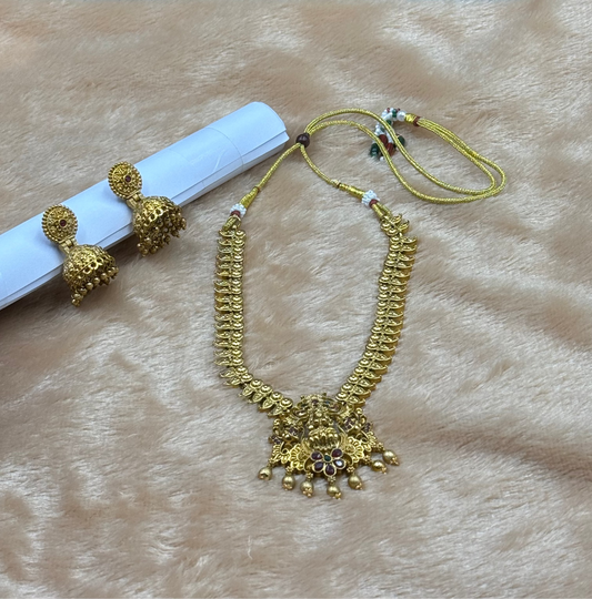 Necklace Set with Lion-Yali Pendant & Jhumkas