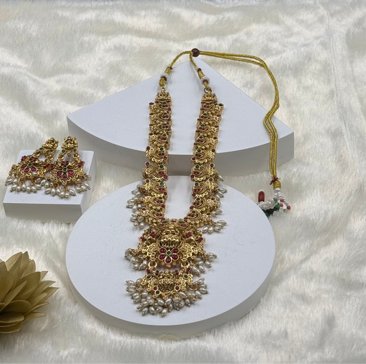 Necklace Set with Lakshmi Pendant & Pearls