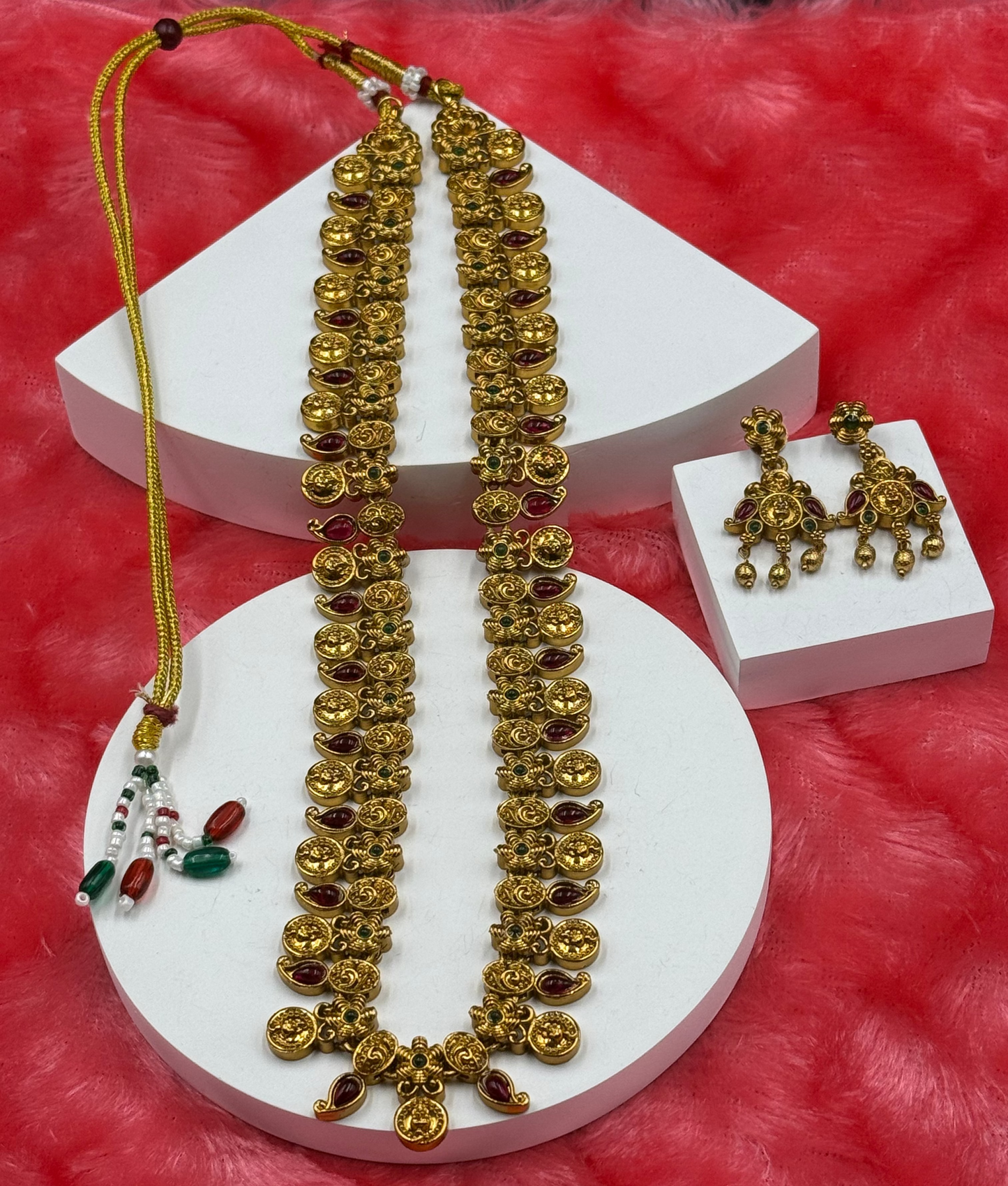 Antique Gold Coin Necklace Set with Kemp Stones.