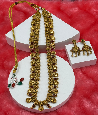 Antique Gold Coin Necklace Set with Kemp Stones.
