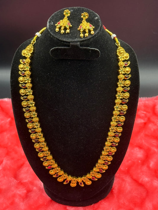 Antique Gold Coin Necklace Set with Kemp Stones.