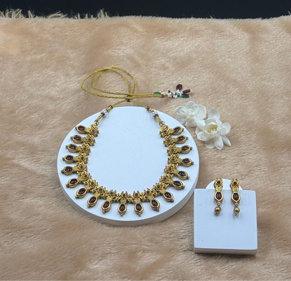 Necklace Set Maroon Stone