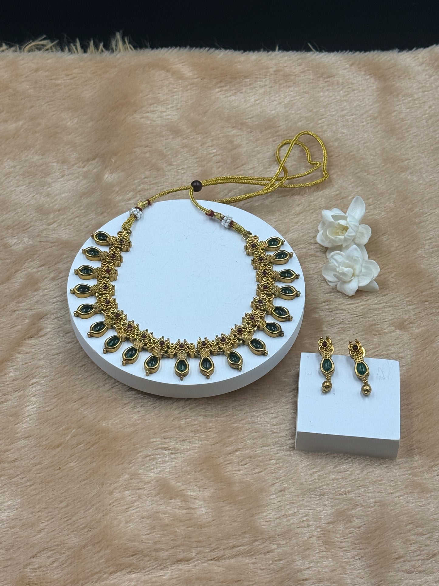Necklace Set  Green Stone