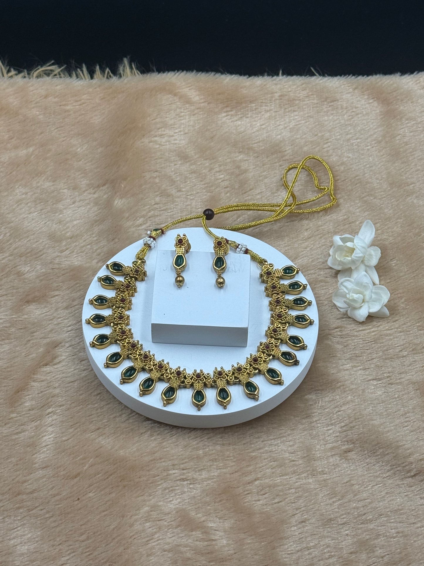 Necklace Set  Green Stone