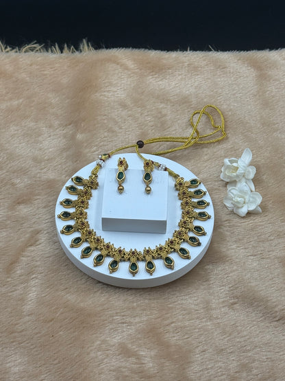 Necklace Set  Green Stone