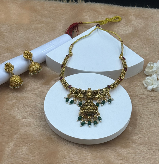 Pendant Necklace Set with Jhumkas