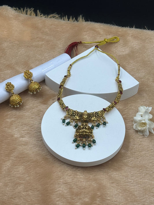 Pendant Necklace Set with Jhumkas