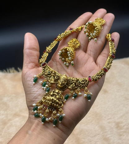 Pendant Necklace Set with Jhumkas