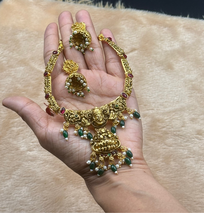Pendant Necklace Set with Jhumkas