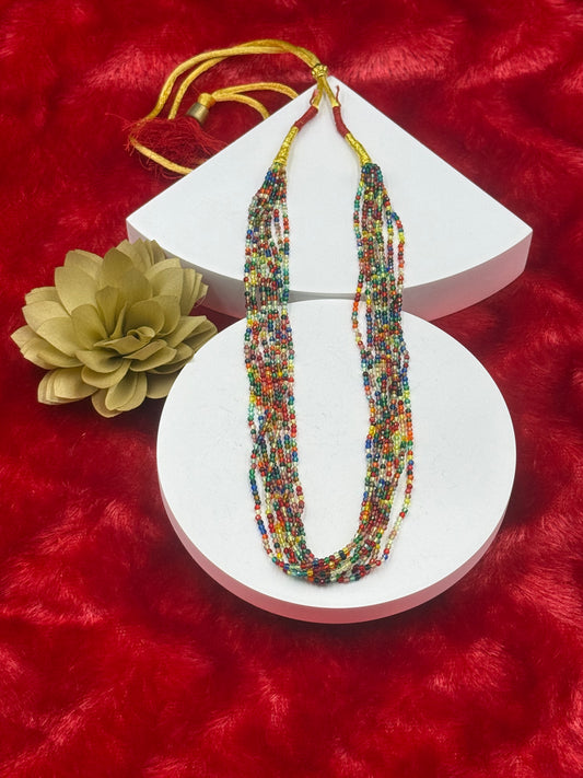 Multicolour Layered Beaded Necklace with Thread Tassel