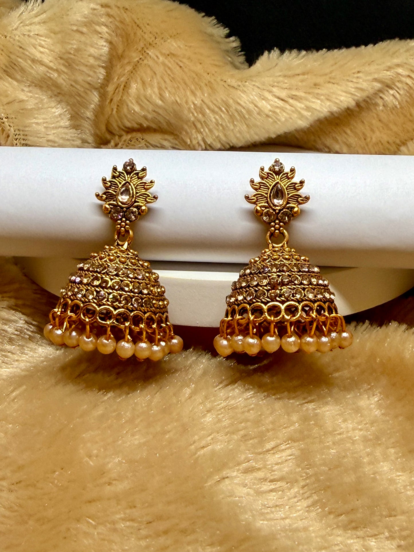 Pearl Crown Royale Jhumkas