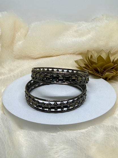 Noir Luxe Crystal Bangle Set