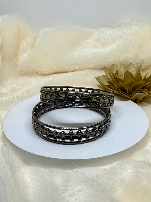 Noir Luxe Crystal Bangle Set