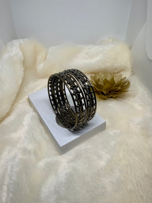 Noir Luxe Crystal Bangle Set