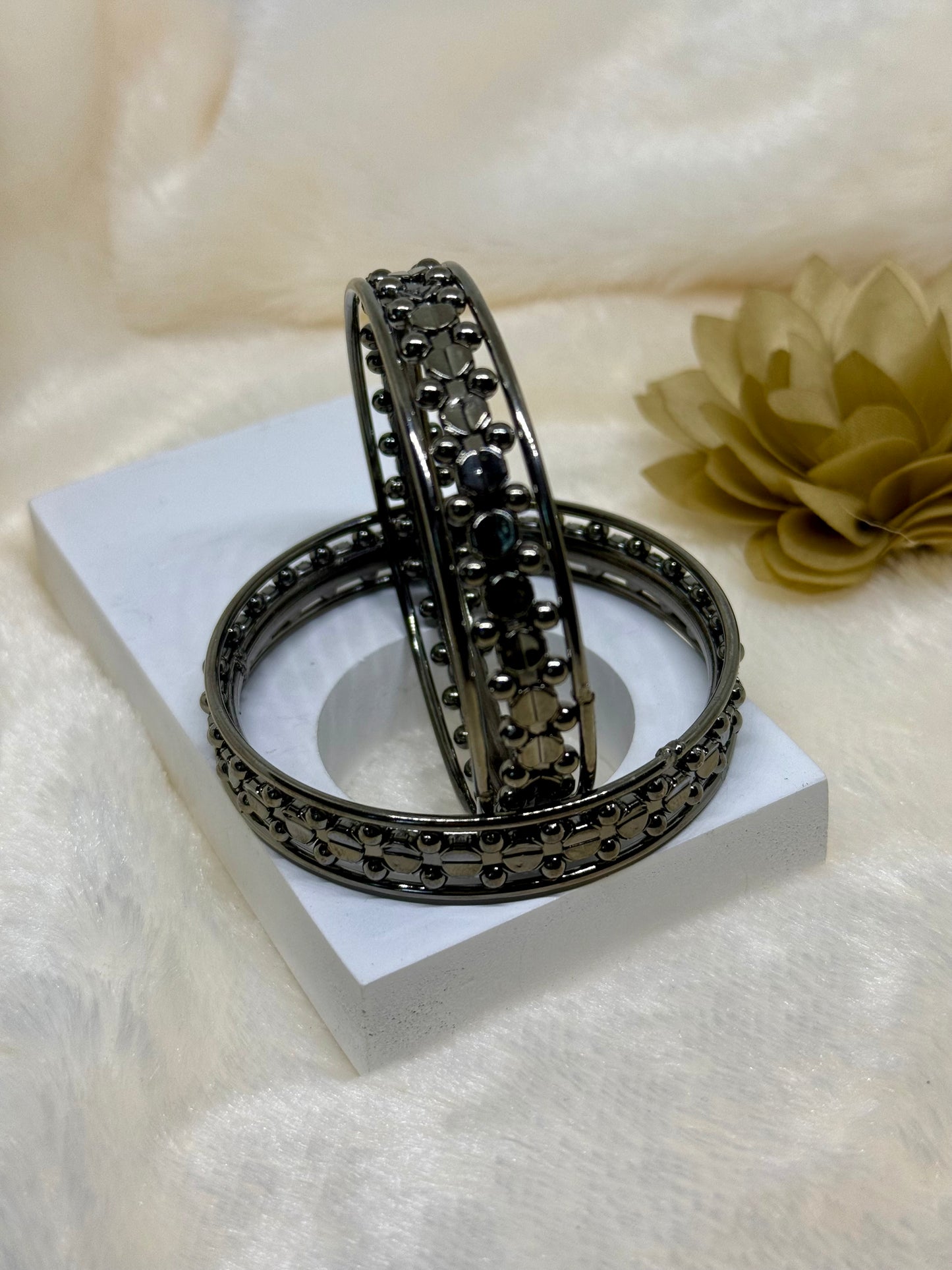Noir Luxe Crystal Bangle Set