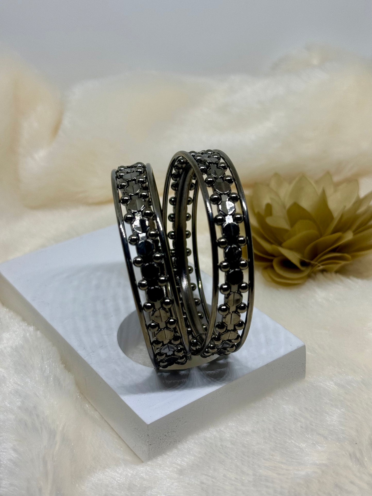 Noir Luxe Crystal Bangle Set