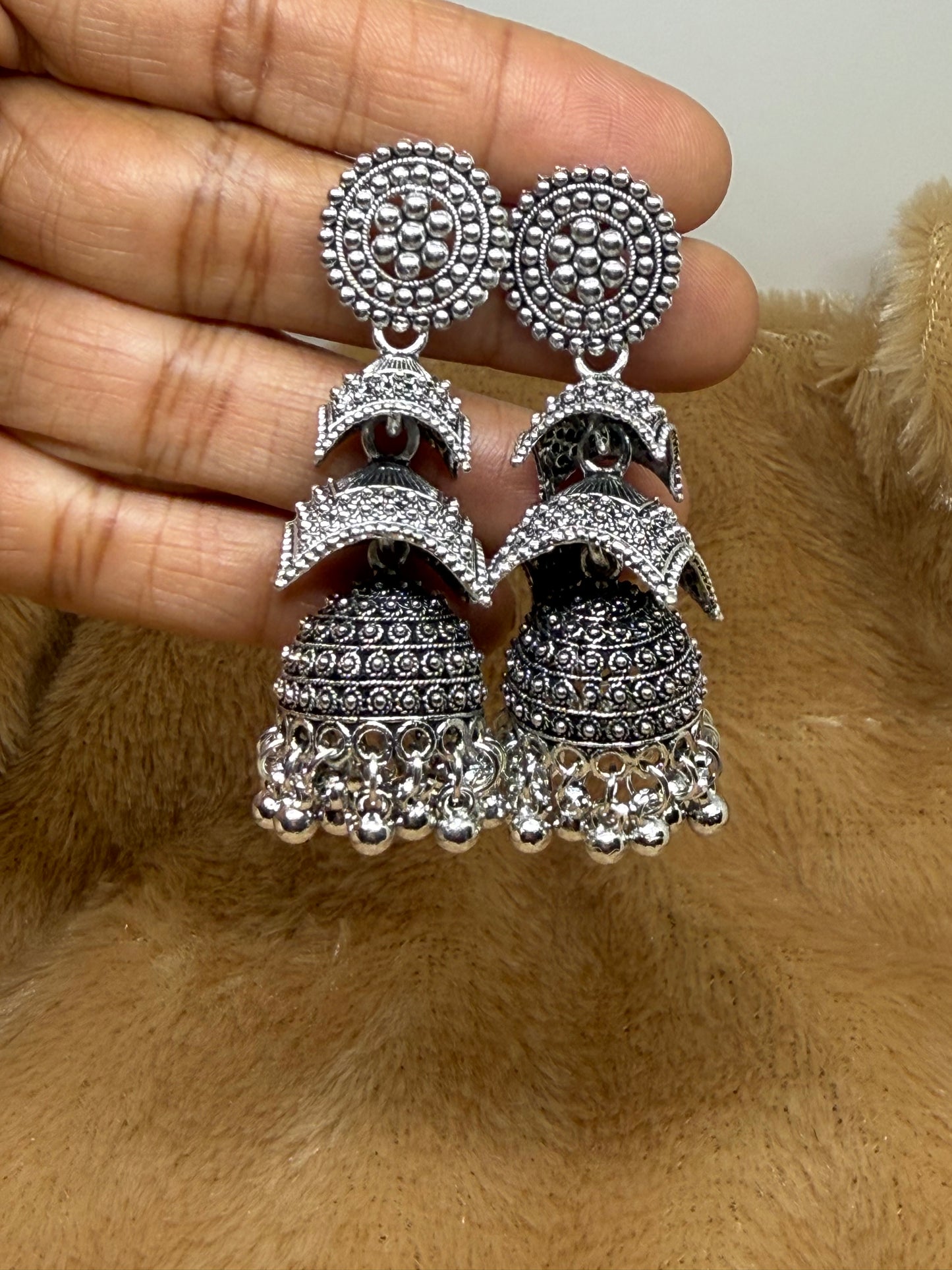 Heritage Ghungroo Oxidised Jhumka Earrings