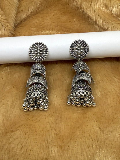 Heritage Ghungroo Oxidised Jhumka Earrings