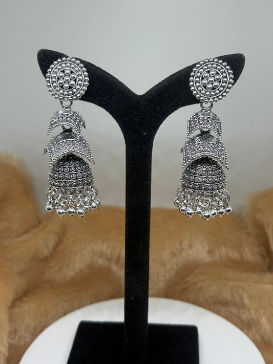 Heritage Ghungroo Oxidised Jhumka Earrings