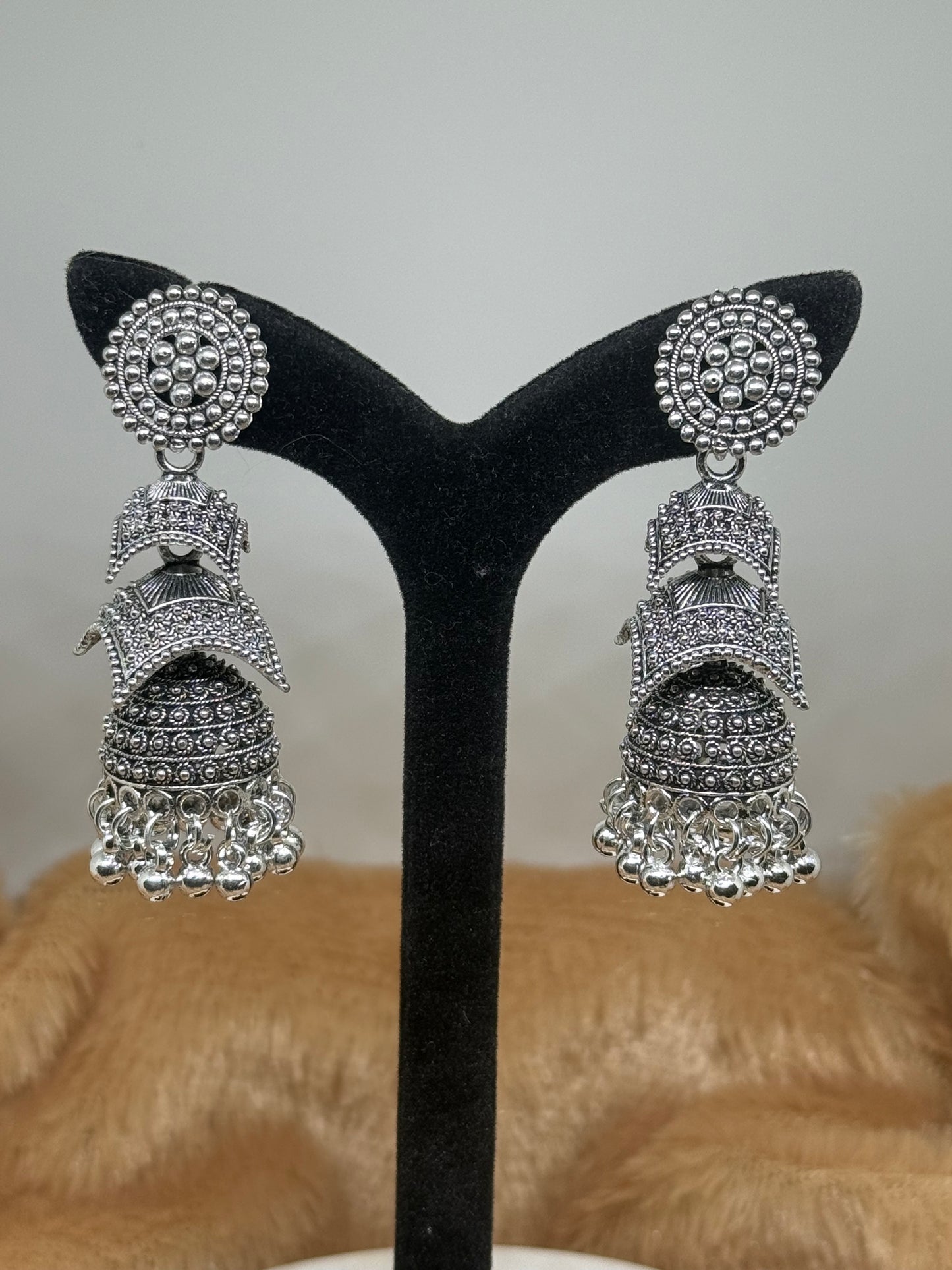 Heritage Ghungroo Oxidised Jhumka Earrings