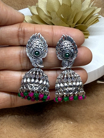 Mayura Heritage Oxidised Jhumka Earrings