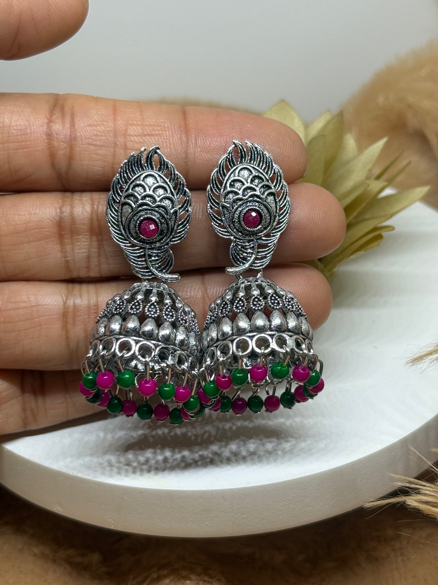 Mayura Heritage Oxidised Jhumka Earrings