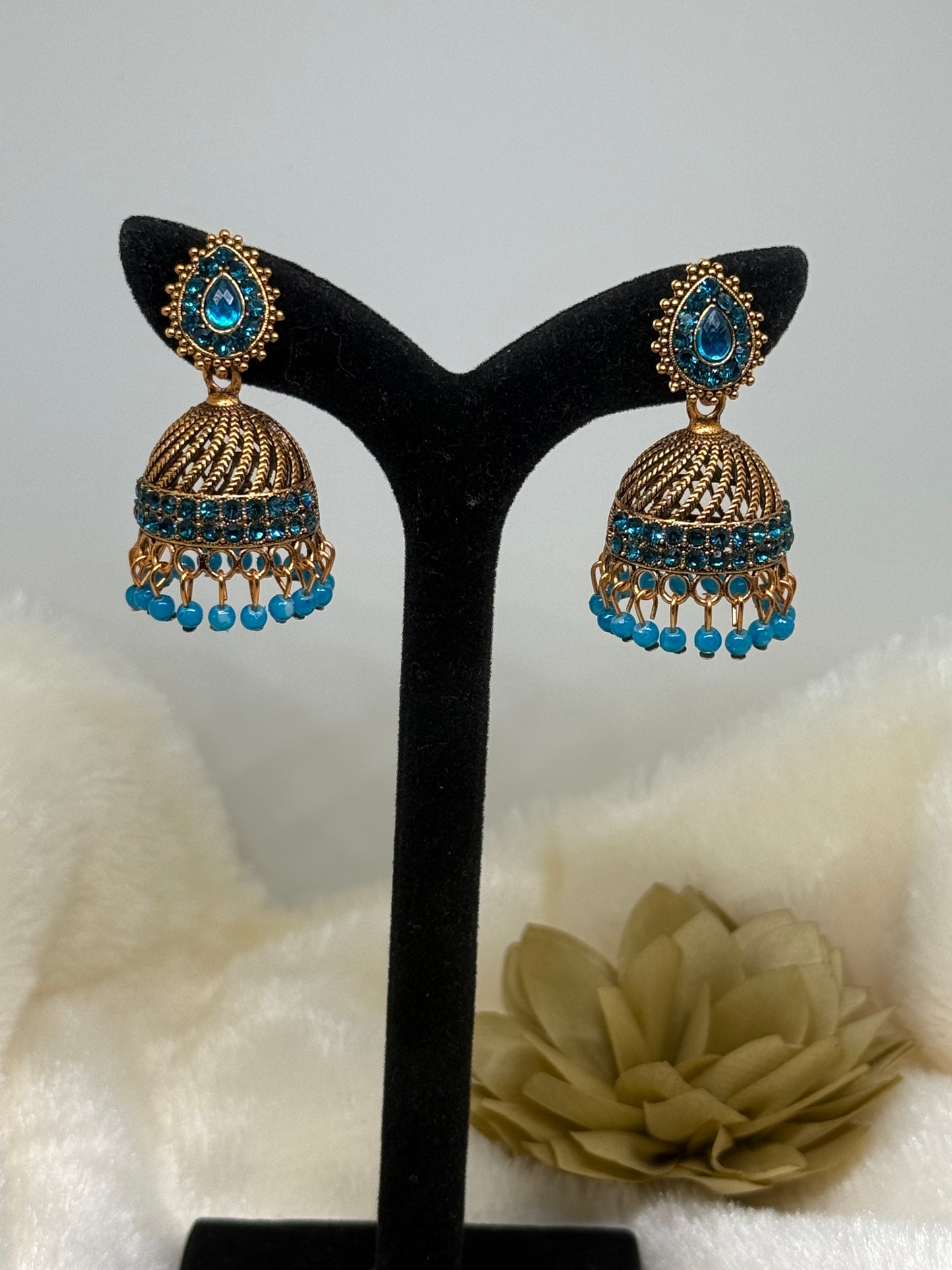 Teardrop Crystal Jhumka Earrings
